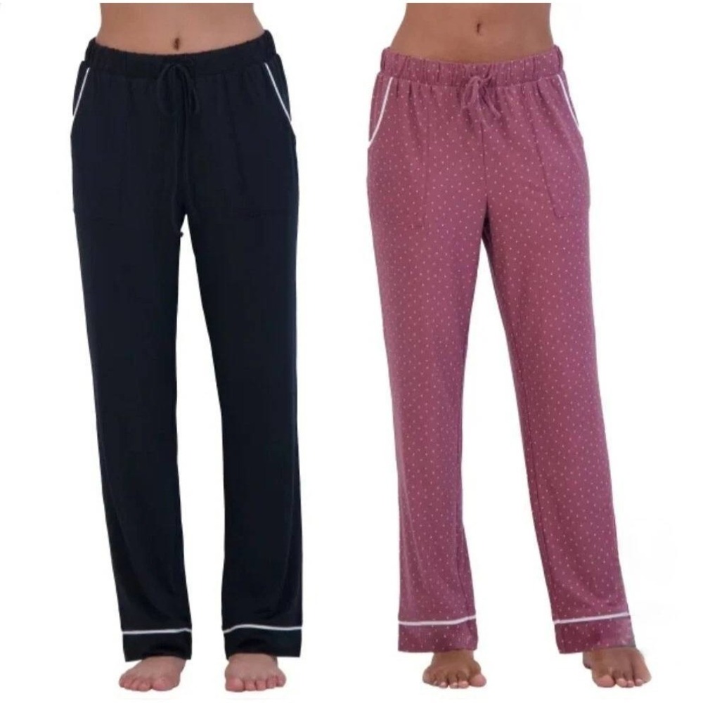 LUCKY BRAND Lounge Pajama Pant Sz L Pink Dot Black 2 Pair Pack Loungewear PJ NWT
